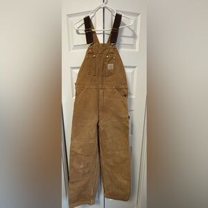 Carhartt Tan Brown Duck Overalls with Dark Brown Straps